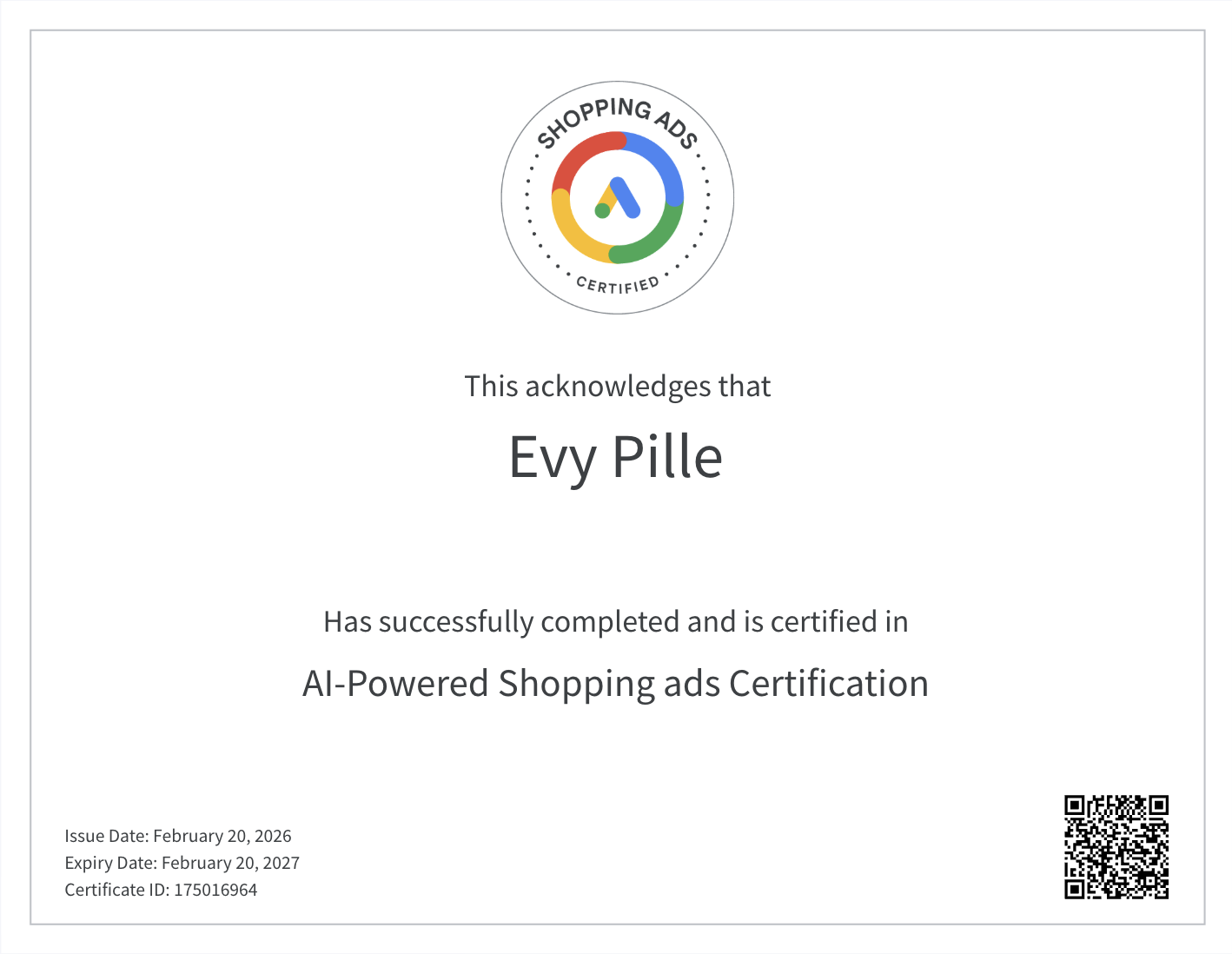 AI-Powered Shopping ads Certification_EvyPille